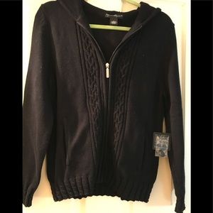 Black Zipup hooded Sweater NWT
